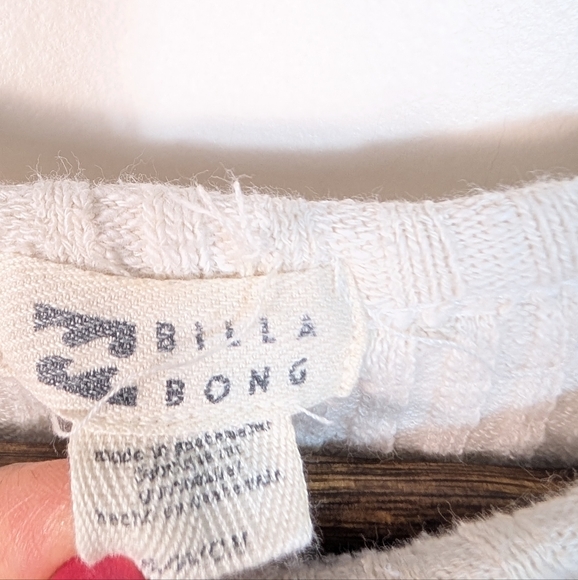 Billabong Beige White Ribbed Knit Cropped Pullover Sweater - Picture 2 of 4